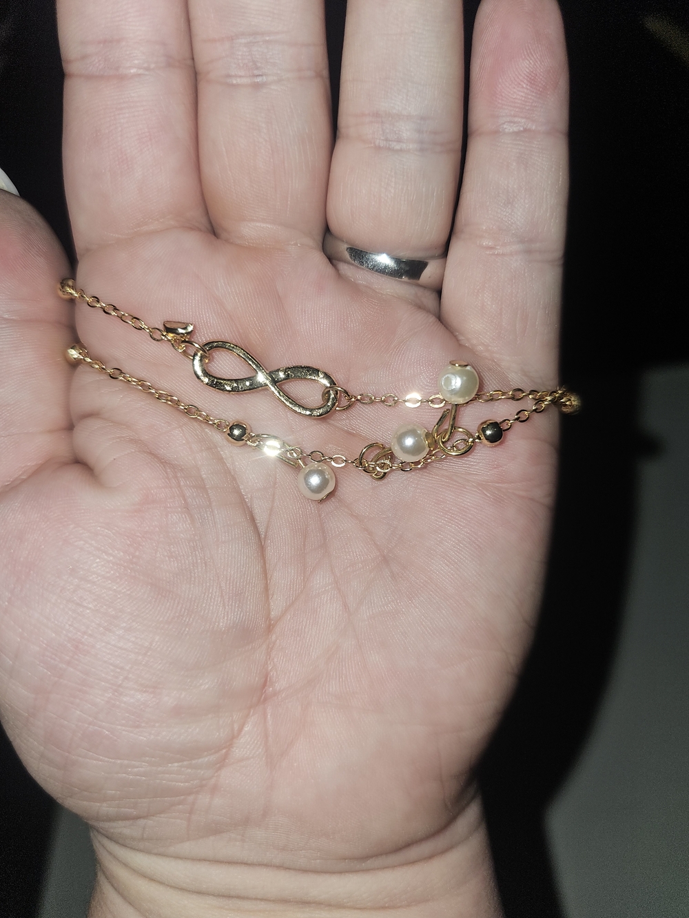Gold Infinity Pearl Bracelet